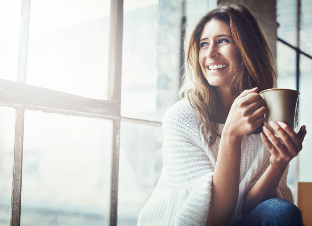 women drinking coffee for self-care