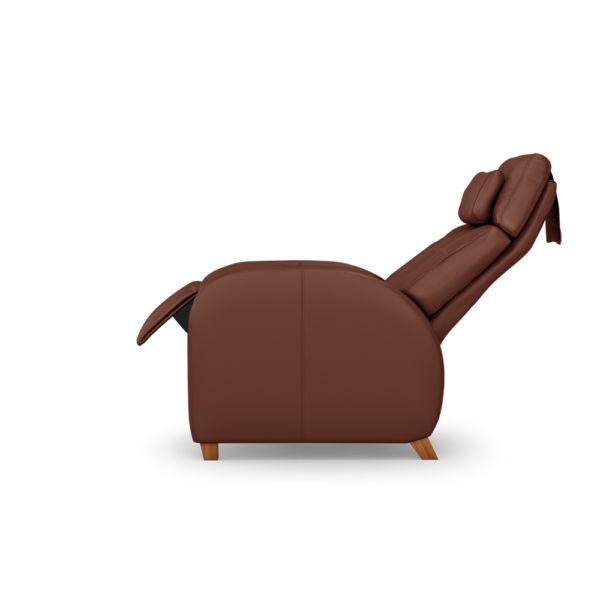Positive Posture Café+ Recliner, Chesnut color, Left side view, Partially reclined